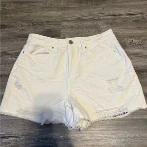 YMI White Jean Shorts Distressed High-Waisted